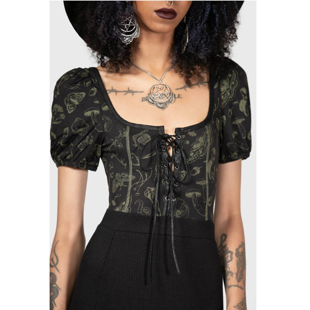 Killstar - Xyleena Bodysuit - Black/Green